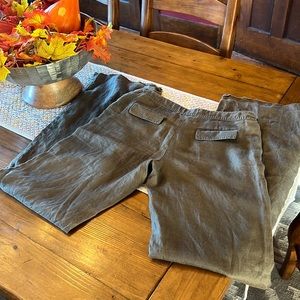 Esprit wide leg linen trouser pant olive green size 6